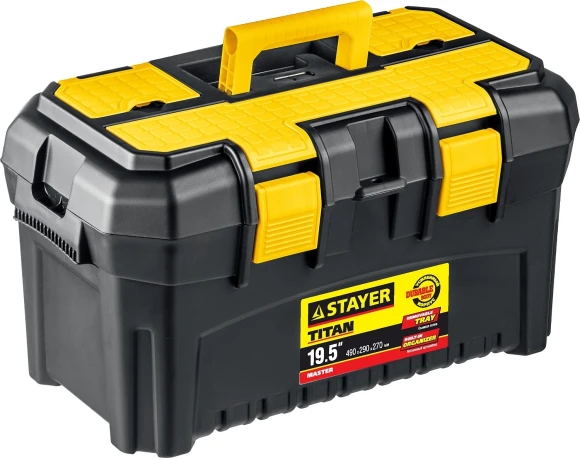 Ящик для инструментов Stayer Master 38016-22 54л 1отд. черный Ящик для инструментов Stayer Master 38016-22 54л 1отд. черный