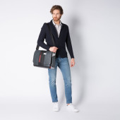 Сумка мужская Piquadro Urban CA1592UB00/GRN с отделением для ноутбука 14" серая/черная натур.кожа