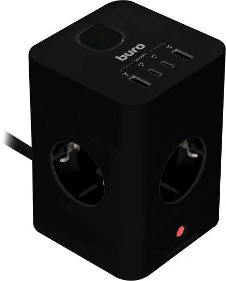 Сетевой удлинитель Buro BU-PTE4.1UC-Plus-B 1.5м (4 розетки) черный (коробка)