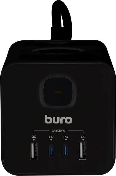 Сетевой удлинитель Buro BU-PTE4.1UC-Plus-B 1.5м (4 розетки) черный (коробка)
