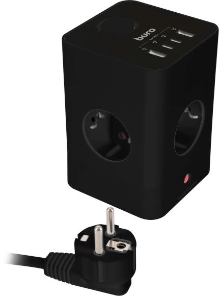 Сетевой удлинитель Buro BU-PTE4.1UC-Plus-B 1.5м (4 розетки) черный (коробка)