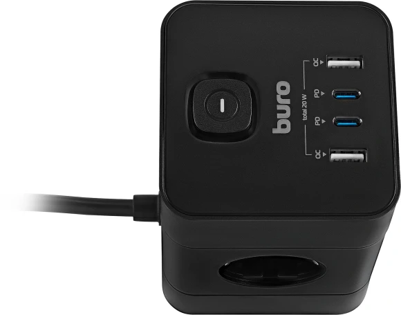 Сетевой удлинитель Buro BU-PTE4.1UC-Plus-B 1.5м (4 розетки) черный (коробка)