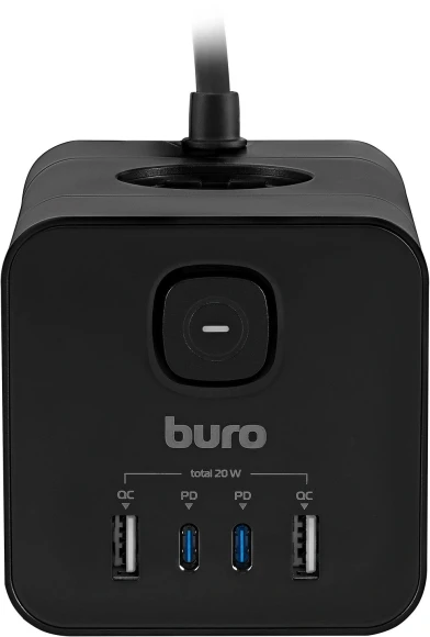 Сетевой удлинитель Buro BU-PTE4.1UC-Plus-B 1.5м (4 розетки) черный (коробка)