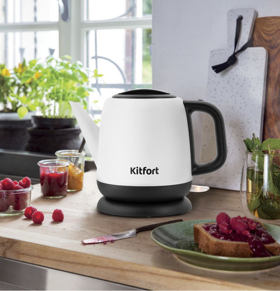 Чайник электрический Kitfort KT-6112 1л. 1630Вт белый/черный корпус: металл/пластик (КТ-6112) Чайник электрический Kitfort KT-6112 1л. 1630Вт белый/черный корпус: металл/пластик (КТ-6112)