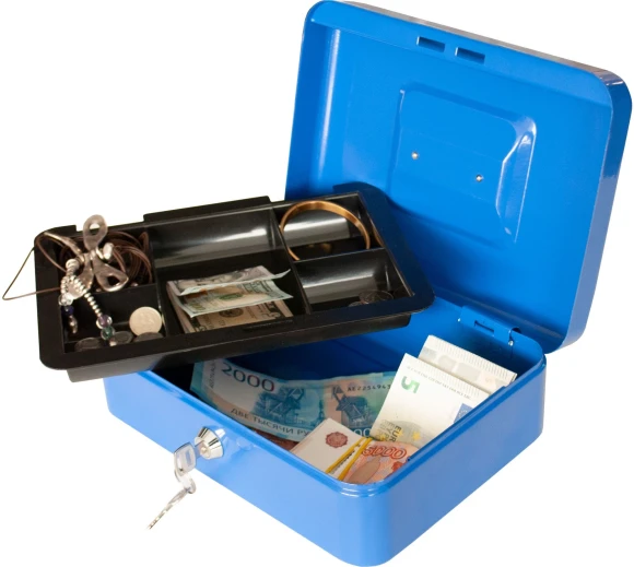 Ящик для денег Silwerhof Daily 90x250x180 синий сталь 1.17кг Ящик для денег Silwerhof Daily 90x250x180 синий сталь 1.17кг
