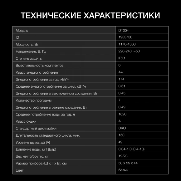 Посудомоечная машина Hyundai DT304 белый (компактная) Посудомоечная машина Hyundai DT304 белый (компактная)