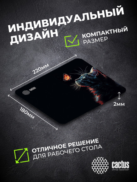 Коврик для мыши Cactus Night Cat 220x180x2мм (CS-MPC-P12XS) Коврик для мыши Cactus Night Cat 220x180x2мм (CS-MPC-P12XS)