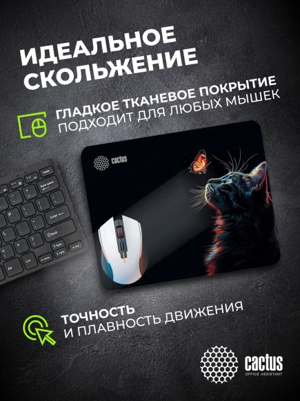 Коврик для мыши Cactus Night Cat 220x180x2мм (CS-MPC-P12XS) Коврик для мыши Cactus Night Cat 220x180x2мм (CS-MPC-P12XS)