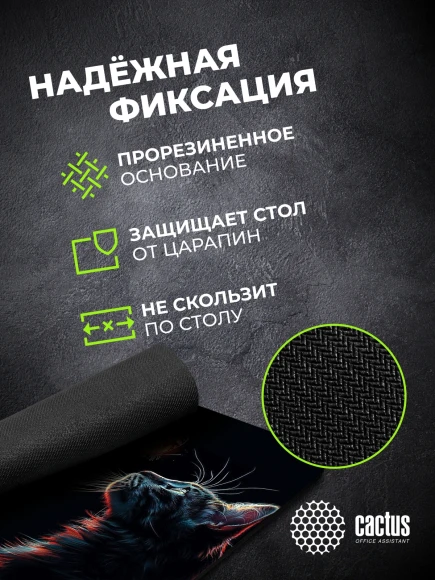 Коврик для мыши Cactus Night Cat 220x180x2мм (CS-MPC-P12XS) Коврик для мыши Cactus Night Cat 220x180x2мм (CS-MPC-P12XS)