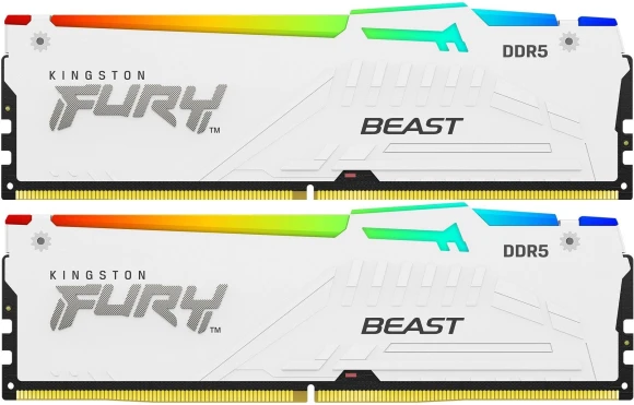 Память DDR5 2x32GB 6000MHz Kingston KF560C36BWEAK2-64 Fury Beast White Expo RGB RTL Gaming PC5-48000 CL36 DIMM 288-pin 1.35В dual rank с радиатором Ret