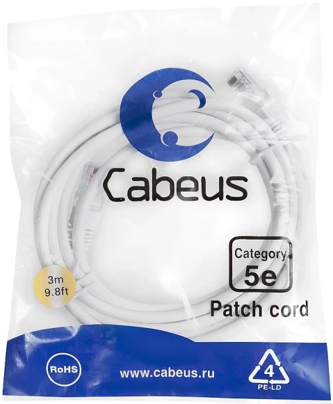 Патч-корд Cabeus PC-UTP-RJ45-Cat.5e-0.15m-WH-LSZH U/UTP RJ-45 вил.-вилка RJ-45 кат.5E 0.15м белый LSZH Патч-корд Cabeus PC-UTP-RJ45-Cat.5e-0.15m-WH-LSZH U/UTP RJ-45 вил.-вилка RJ-45 кат.5E 0.15м белый LSZH