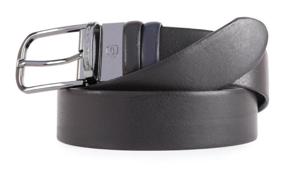 Ремень мужской Piquadro Black Square CU4877B3/NBLU2 регулир. 125х3.5см черный/темно-синий натур.кожа