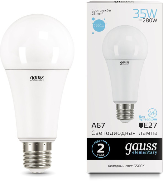 Лампа светодиодная Gauss Elementary 6Вт цок.:E14 свеча 220B 2700K св.свеч.бел.теп. (упак.:1шт) (34116)