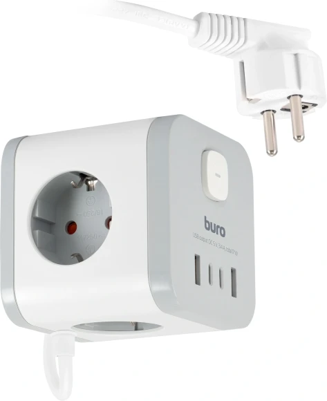 Сетевой удлинитель Buro BU-PC3.1UС-W 1.5м (3 розетки) белый (коробка)