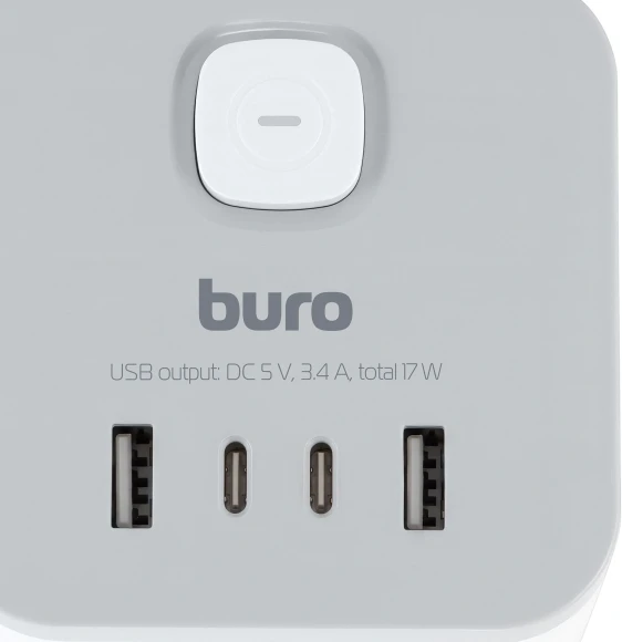 Сетевой удлинитель Buro BU-PC3.1UС-W 1.5м (3 розетки) белый (коробка)