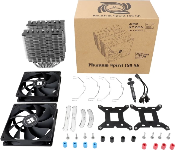 Устройство охлаждения(кулер) Thermalright Phantom Spirit 120 SE Soc-AM5/AM4/1200/1700/1851 серебристый/черный 4-pin 25.6dB Al+Cu 765gr Ret (PS120-SE)