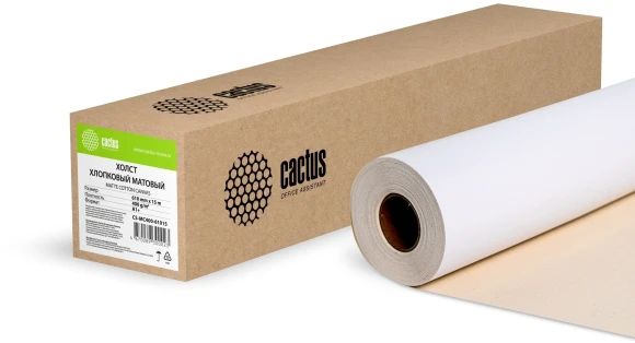 Холст Cactus CS-MC400-61015 24"(A1) 610мм-15.2м/400г/м2/белый хлопок для струйной печати втулка:50.8мм (2") Холст Cactus CS-MC400-61015 24"(A1) 610мм-15.2м/400г/м2/белый хлопок для струйной печати втулка:50.8мм (2")