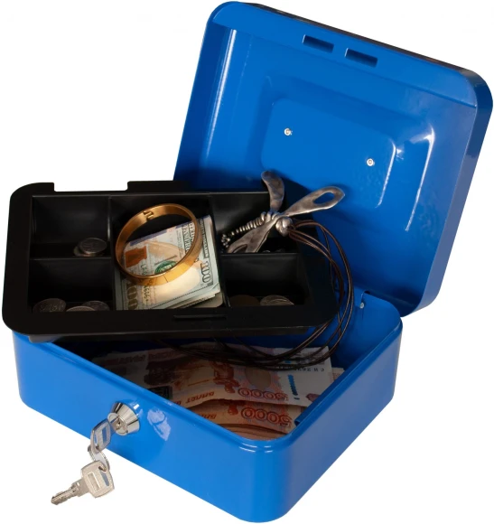 Ящик для денег Silwerhof 90x200x160 синий сталь 0.917кг Ящик для денег Silwerhof 90x200x160 синий сталь 0.917кг