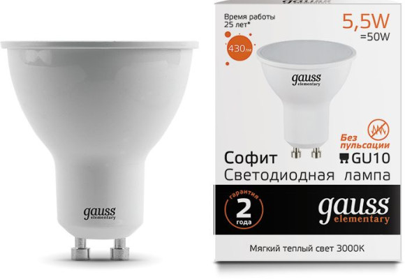 Лампа филам. Gauss 11Вт цок.:E27 шар 220B 2700K св.свеч.бел.теп. G45 (упак.:10шт) (105802111)