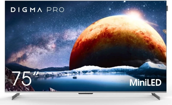 Телевизор QLED Digma Pro 75" Mini LED 75Q Google TV Frameless серебристый/серебристый 4K Ultra HD 144Hz DVB-T DVB-T2 DVB-C DVB-S DVB-S2 USB WiFi Smart TV Телевизор QLED Digma Pro 75" Mini LED 75Q Google TV Frameless серебристый/серебристый 4K Ultra HD 144Hz DVB-T DVB-T2 DVB-C DVB-S DVB-S2 USB WiFi Smart TV