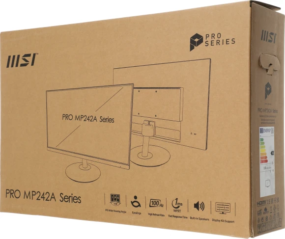 Монитор MSI 23.8" Pro MP242A черный IPS LED 1ms 16:9 HDMI M/M 300cd 178гр/178гр 1920x1080 100Hz VGA DP FHD 3.07кг Монитор MSI 23.8" Pro MP242A черный IPS LED 1ms 16:9 HDMI M/M 300cd 178гр/178гр 1920x1080 100Hz VGA DP FHD 3.07кг