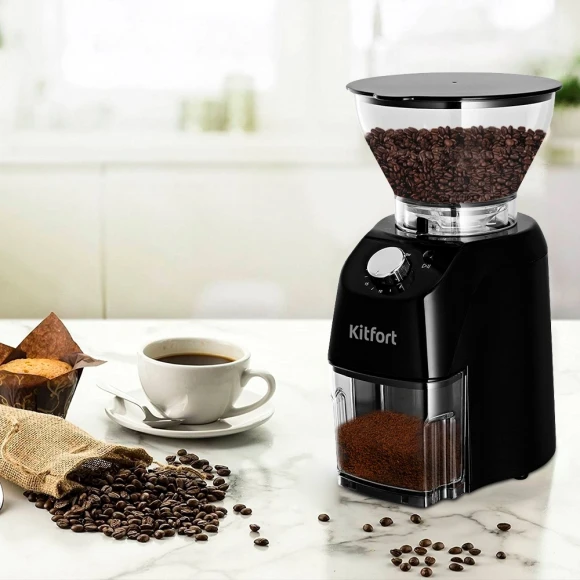 Кофемолка Kitfort КТ-791 160Вт сист.помол.:жернова вместим.:200гр черный