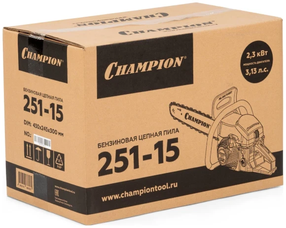 Бензопила Champion 251-15 2300Вт 3.13л.с. дл.шины:16" (38cm) (A251-15) Бензопила Champion 251-15 2300Вт 3.13л.с. дл.шины:16" (38cm) (A251-15)
