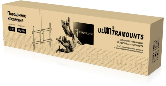 Кронштейн для телевизора Ultramounts UM961 черный 43"-86" макс.60кг потолочный поворот и наклон Кронштейн для телевизора Ultramounts UM961 черный 43"-86" макс.60кг потолочный поворот и наклон