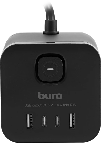 Сетевой удлинитель Buro BU-PC3.1UС-B 1.5м (3 розетки) черный (коробка)