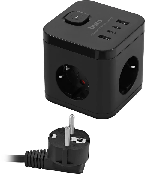 Сетевой удлинитель Buro BU-PC3.1UС-B 1.5м (3 розетки) черный (коробка)
