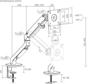 Кронштейн для мониторов Ultramounts UM734BL серый/черный 17"-27" макс.7кг крепление к столешнице поворот и наклон