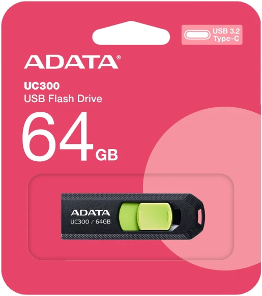 Флеш Диск A-Data 64Gb Type-C UC300 ACHO-UC300-64G-RBK/GN USB3.2 черный/зеленый Флеш Диск A-Data 64Gb Type-C UC300 ACHO-UC300-64G-RBK/GN USB3.2 черный/зеленый