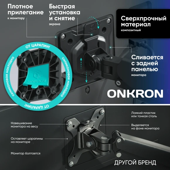 Кронштейн для мониторов Onkron G160 черный 13"-32" макс.16кг настольный поворот и наклон верт.перемещ.