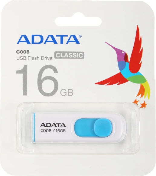 Флеш Диск A-Data 16Gb Classic C008 AC008-16G-RWE USB2.0 белый/синий Флеш Диск A-Data 16Gb Classic C008 AC008-16G-RWE USB2.0 белый/синий