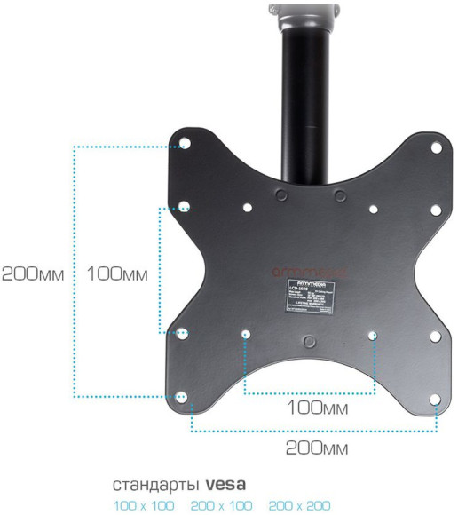 Кронштейн для телевизора Arm Media LCD-1600 черный 15"-48" макс.55кг потолочный наклон Кронштейн для телевизора Arm Media LCD-1600 черный 15"-48" макс.55кг потолочный наклон