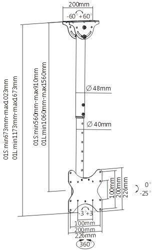 Кронштейн для телевизора Arm Media LCD-1600 черный 15"-48" макс.55кг потолочный наклон Кронштейн для телевизора Arm Media LCD-1600 черный 15"-48" макс.55кг потолочный наклон