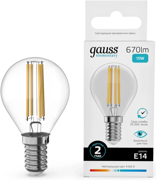 Лампа светодиодная Gauss Elementary 13621 11Вт цок.:GU10 софит 220B св.свеч.бел.нейт. MR16 (упак.:10шт)
