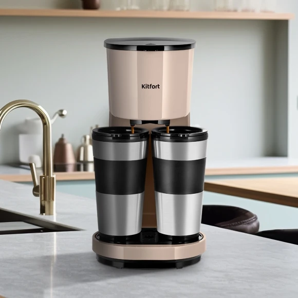 Кофеварка капельная Kitfort КТ-7303 800Вт бежевый/черный Кофеварка капельная Kitfort КТ-7303 800Вт бежевый/черный