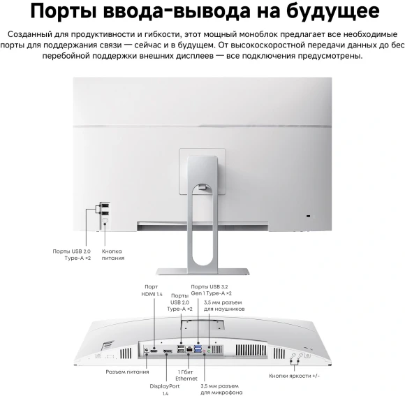 Моноблок Chuwi Unitech 24 23.8" Full HD i3 1220P (1.5) 16Gb SSD512Gb UHDG Windows 11 Pro GbitEth WiFi BT 90W клавиатура мышь Cam белый/серебристый 1920x1080