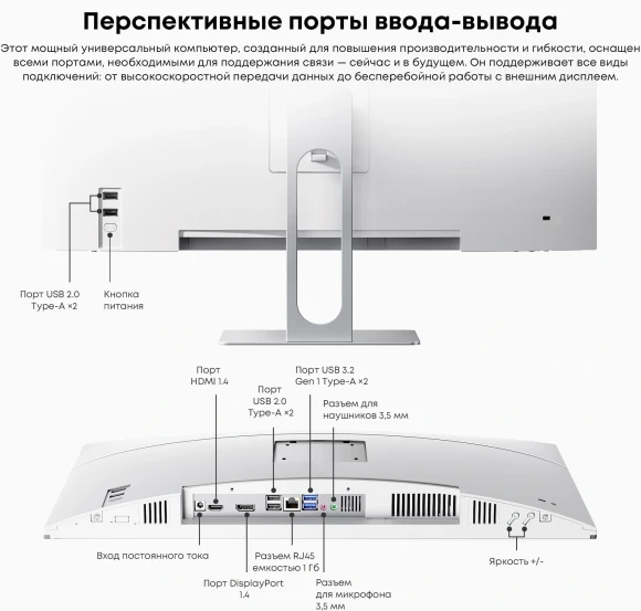 Моноблок Chuwi Unitech 24 23.8" Full HD i3 1220P (1.5) 16Gb SSD512Gb UHDG Windows 11 Pro GbitEth WiFi BT 90W клавиатура мышь Cam белый/серебристый 1920x1080