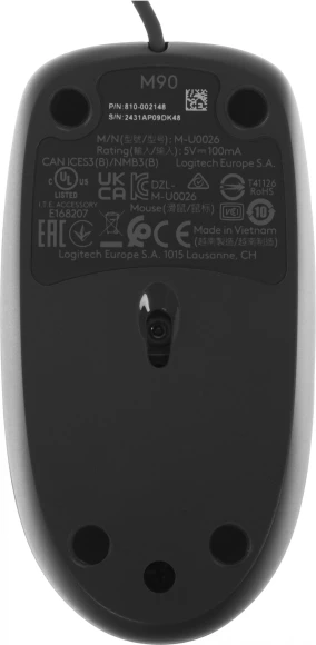 Мышь Logitech M90 черный оптическая 1000dpi USB 2but (910-001795)