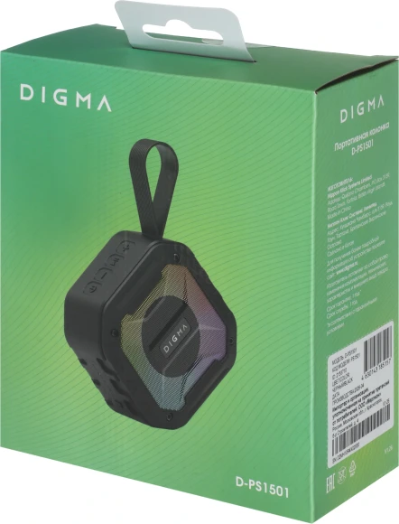 Колонка порт. Digma D-PS1501 черный 10W 1.0 BT 10м 1500mAh (DPS1501)