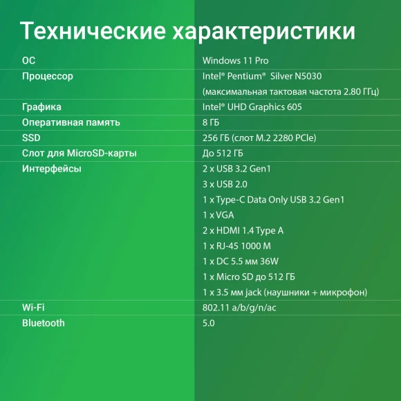 Неттоп Digma Mini Office P N5030 (1.1) 8Gb SSD256Gb UHDG 605 CR Windows 11 Pro GbitEth WiFi BT 36W черный (DPN5-8CXW01) Неттоп Digma Mini Office P N5030 (1.1) 8Gb SSD256Gb UHDG 605 CR Windows 11 Pro GbitEth WiFi BT 36W черный (DPN5-8CXW01)