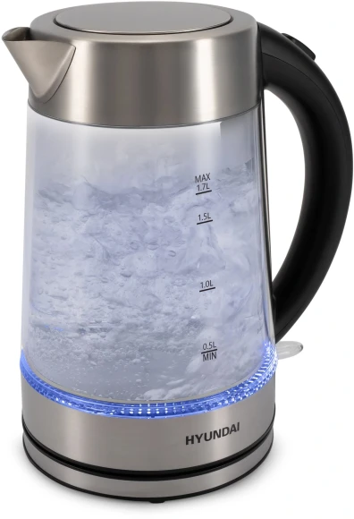Чайник электрический Hyundai HYK-G7405 1.7л. 2200Вт черный/серебристый корпус: стекло Чайник электрический Hyundai HYK-G7405 1.7л. 2200Вт черный/серебристый корпус: стекло