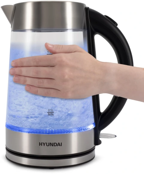 Чайник электрический Hyundai HYK-G7405 1.7л. 2200Вт черный/серебристый корпус: стекло Чайник электрический Hyundai HYK-G7405 1.7л. 2200Вт черный/серебристый корпус: стекло