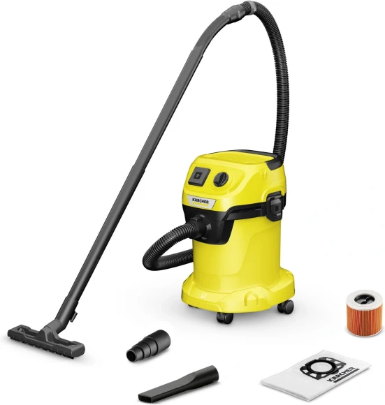 Строительный пылесос Karcher WD 3 P V-17/4/20 1000Вт (уборка: сухая/сбор воды) желтый