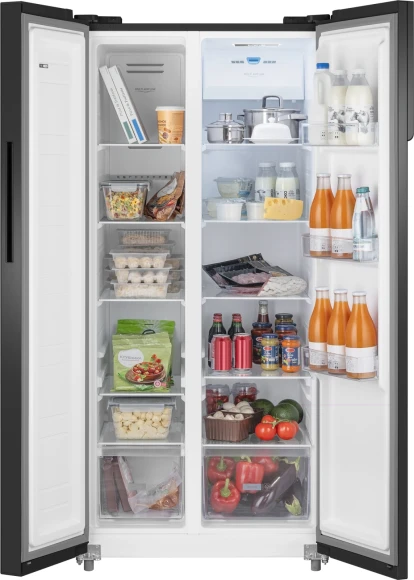 Холодильник Weissgauff WSBS 500 Inverter NoFrost 2-хкамерн. черный стекло инвертер Холодильник Weissgauff WSBS 500 Inverter NoFrost 2-хкамерн. черный стекло инвертер