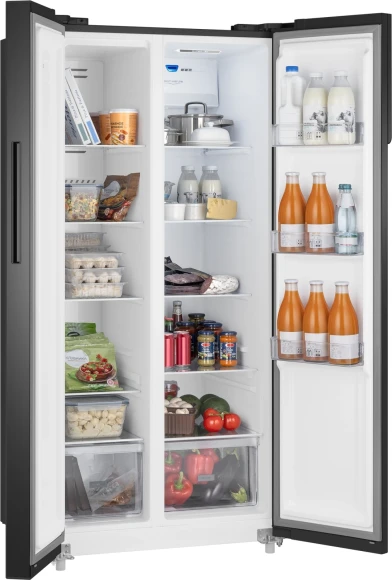 Холодильник Weissgauff WSBS 500 Inverter NoFrost 2-хкамерн. черный стекло инвертер Холодильник Weissgauff WSBS 500 Inverter NoFrost 2-хкамерн. черный стекло инвертер