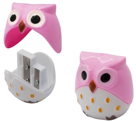 Точилка для карандашей ручная Silwerhof Owl Солнечная коллекция 2 отверстия пластик ассорти коробка