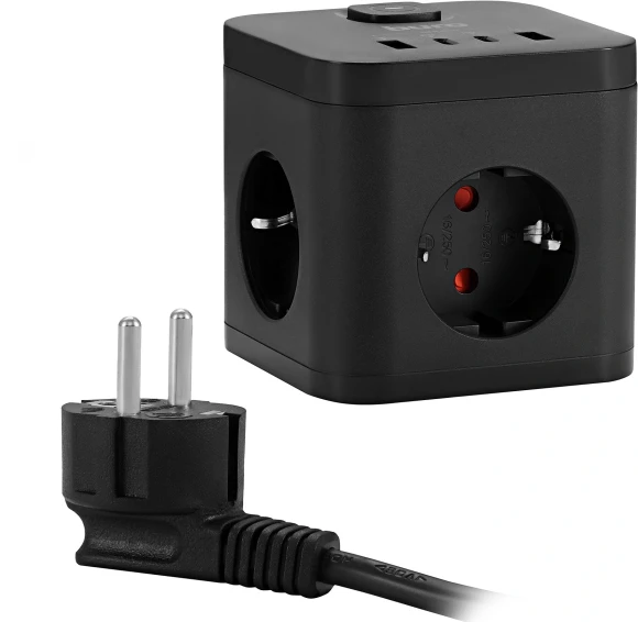 Сетевой удлинитель Buro BU-PC3.1UС-Plus-B 1.5м (3 розетки) черный (коробка)